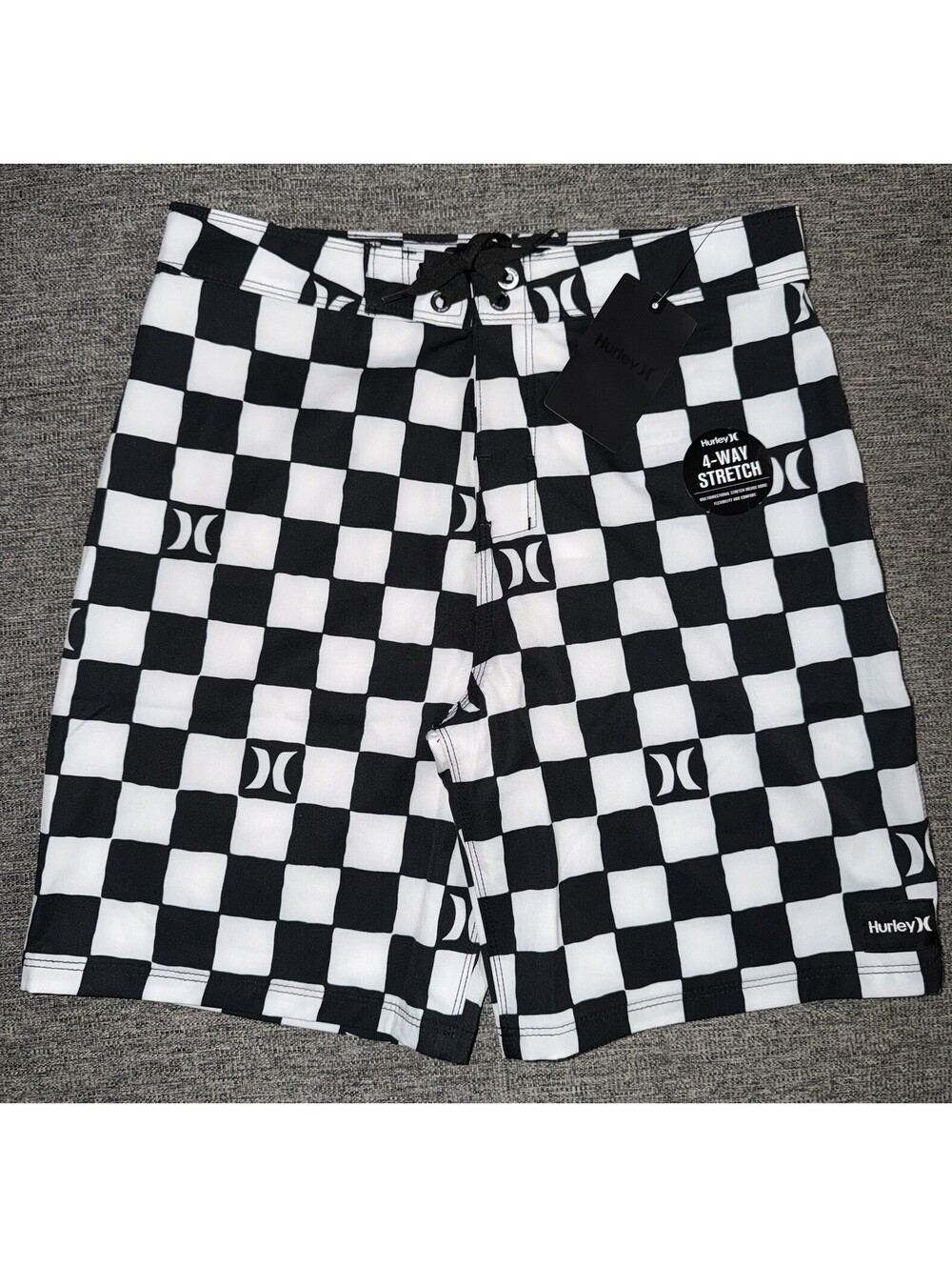 Hurley Boy’s Size 14 (YL) Icon Checkered Boardshorts Black/White New $40